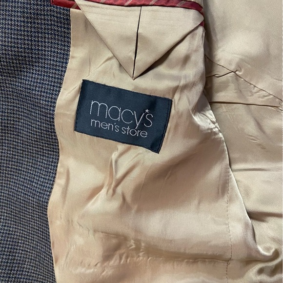 Izod Blazer Men's Size 42R Houndstooth Tan Navy Maroon 2 Button Sport Coat Work - Picture 6 of 12